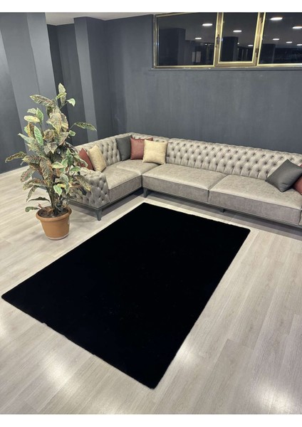 Allstar Carpet Modern Tavşan Tüyü Yumuşacık Tüy Dökmez Peluş Halı Siyah indirimleri