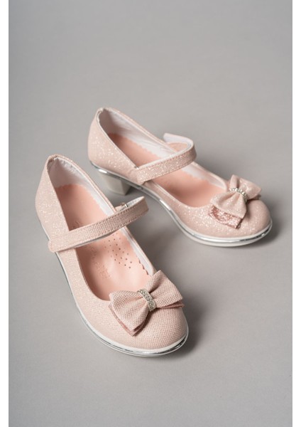 Topuklu Fiyonklu Pudra Star Kız Çocuk Ayakkabı indirimleri