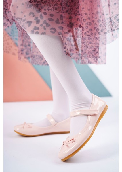 Bıyık Fiyonk Pudra Kız Çocuk Ayakkabı