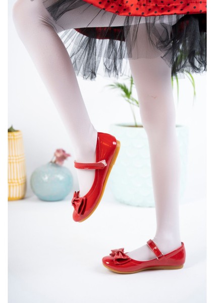 Fiyonklu Kırmızı Kız Çocuk Ayakkabı