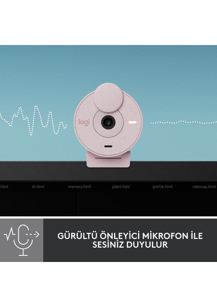 BRIO 300 Full HD 1080p Gizlilik Kapaklı Mikrofonlu Web Kamerası - Pembe