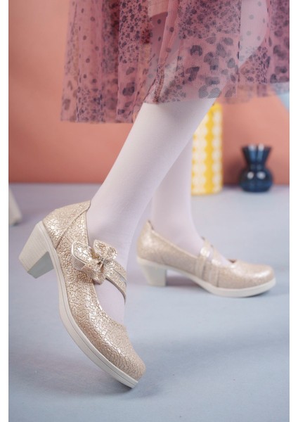 Topuklu Altın Çatlak Kız Çocuk Ayakkabı