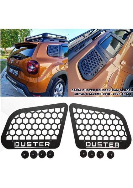 Dacia Duster Kelebek Cam Koruma Dekoru Metal Malzeme 2018 - 2023 Arası 2 Parça - Caraks