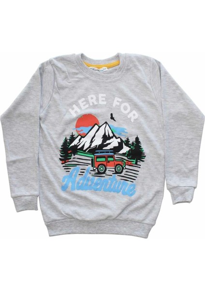 Erkek Çocuk Gri Adventure Baskılı Tek Üst Sweat