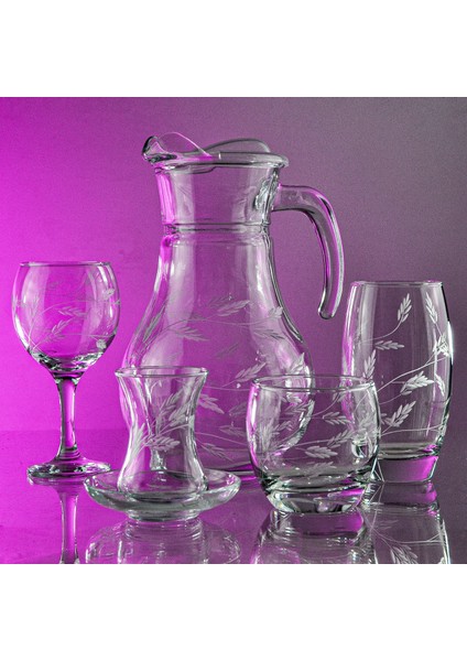 Pudgy 61 Parça 12 Kişilik Kesme Bardak Çeyiz Seti Sürgün Desenli fiyatları