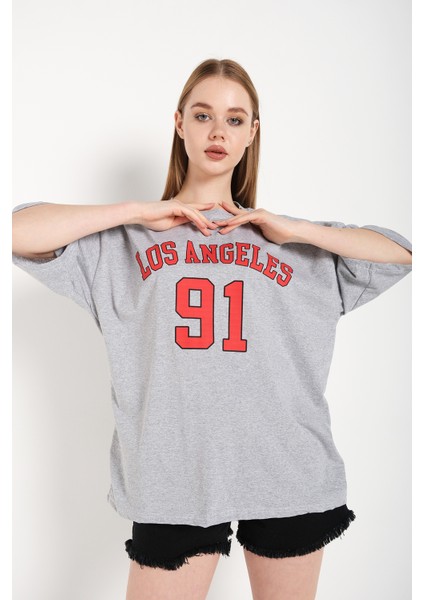Kadın Los Angeles 91 Baskılı Oversize Tişört fiyatları