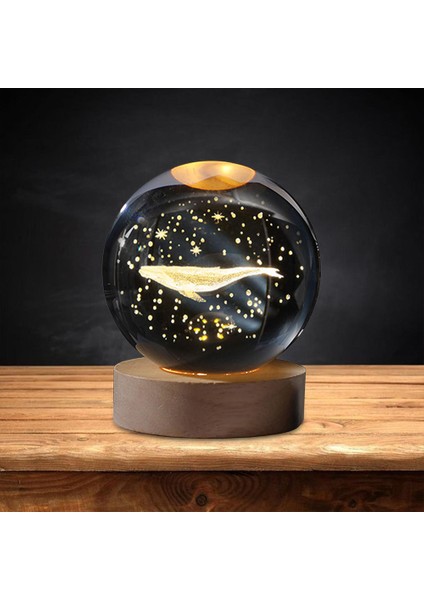 Işıklı Ahşap Kaideli Balina Cam Küre 8cm*6cm fiyatları