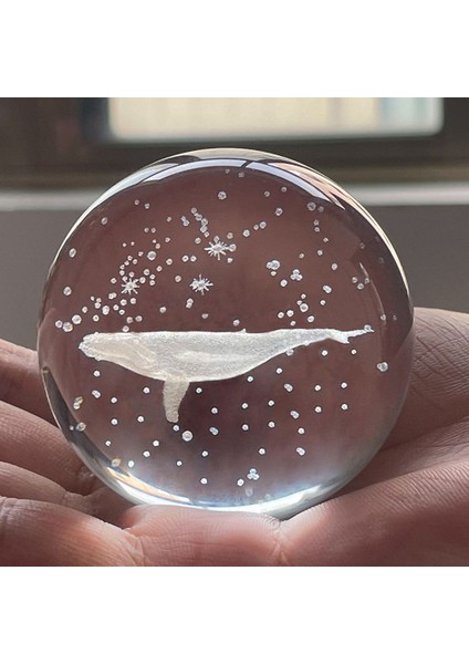 Işıklı Ahşap Kaideli Balina Cam Küre 8cm*6cm modelleri