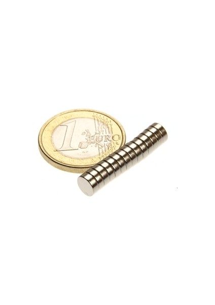 6 x 2 mm Çap: 6 Mm, Kalınlık : 2 mm Yuvarlak Neodyum Mıknatıs