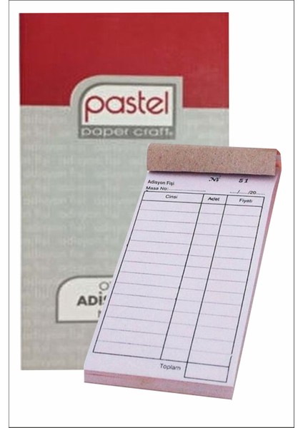 Adisyon Fişi, Adisyon Defteri Otokopili 2 Nüsha (50 Asıl, 50 Suret) 16X8.5 cm Numaralı modelleri