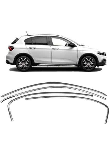 Fiat Egea Cross Krom Cam Üst Çıtası 4 Prç. 2020 Üzeri