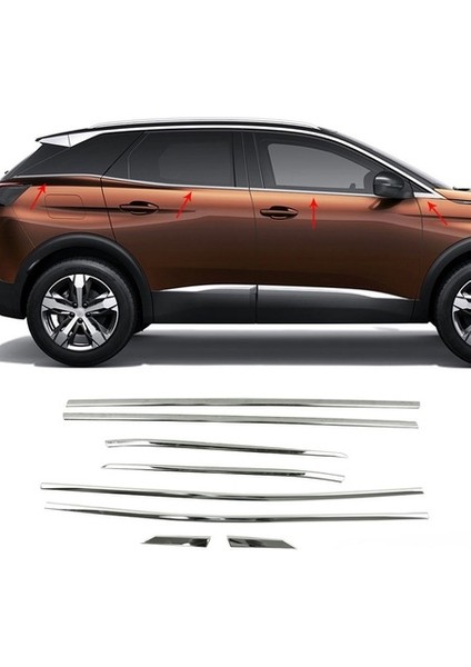 Peugeot 3008 Krom Cam Çıtası 8 Prç. 2016-2017-2018-2019-2020