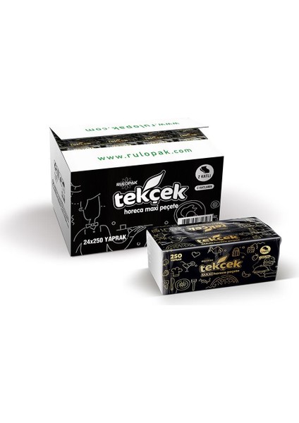 Tekçek Horeca Maxi Dispenser Peçete 2 Katlı 250 Yaprak 24'Lü Paket