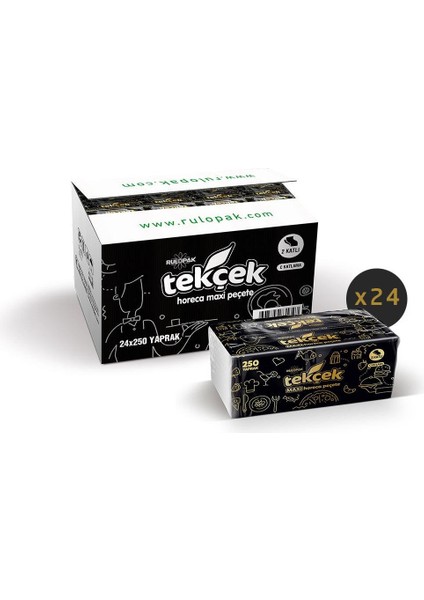 Tekçek Horeca Maxi Dispenser Peçete 2 Katlı 250 Yaprak 24'Lü Paket