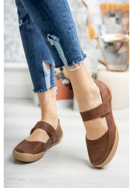 Ortapedik Ped Cırtlı Taba Ayakkabı modelleri