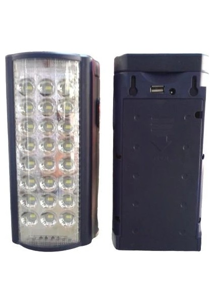 24 LED 80 Saat Yanar USB Şarj Çıkışlı Akülü Şarjlı Işıldak