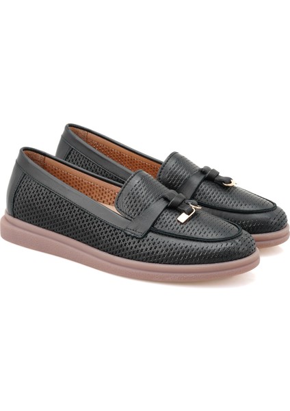 Breana Siyah Kadın Günlük Deri Ayakkabı