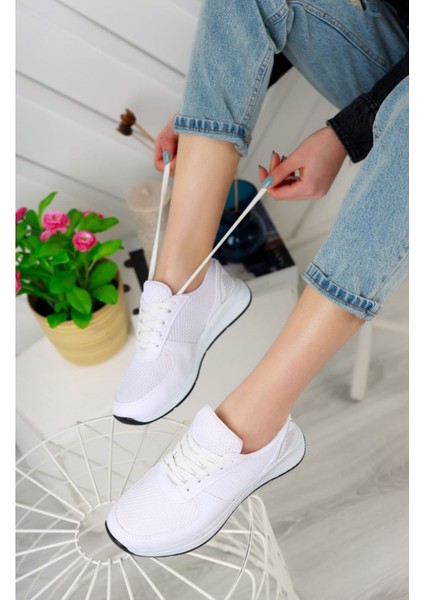 Fileli Beyaz Spor Ayakkabı fiyatları