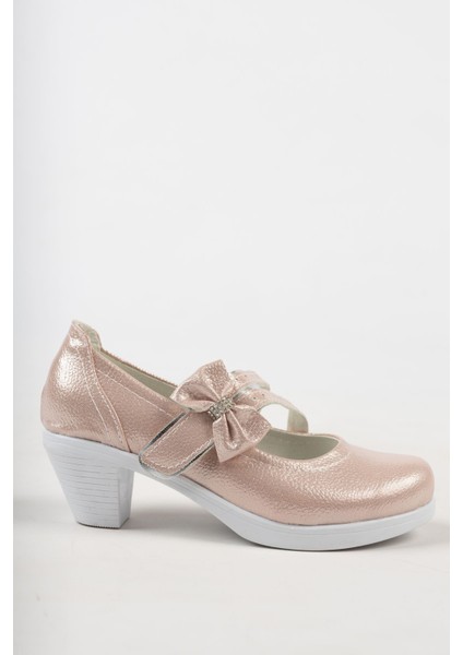 Topuklu Çatal Baretli Pudra Kız Çocuk Ayakkabı fırsatları