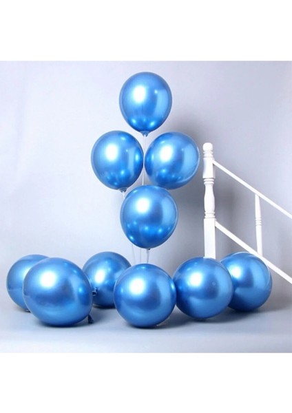 Mavi Krom Balon 10 Adet