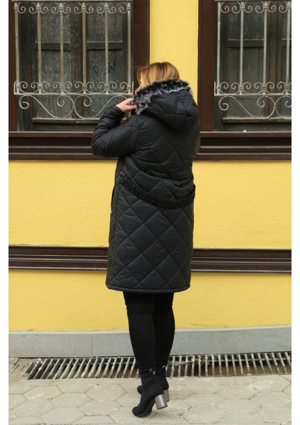 Nalan Kadın Büyük Beden Kapitone Kapuşonlu Araboy Kışlık Mont indirimleri