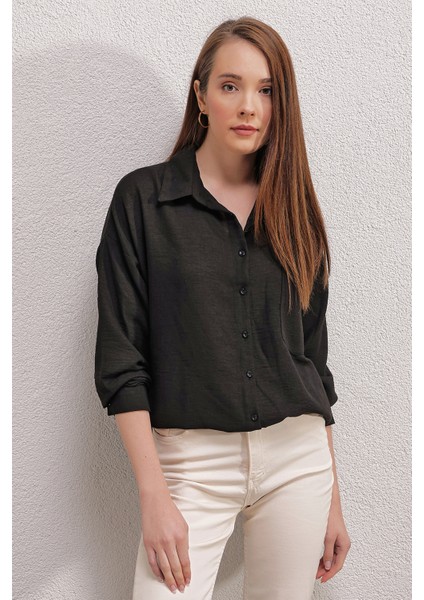 20153 Tek Cepli Oversize Gömlek - Siyah fırsatları
