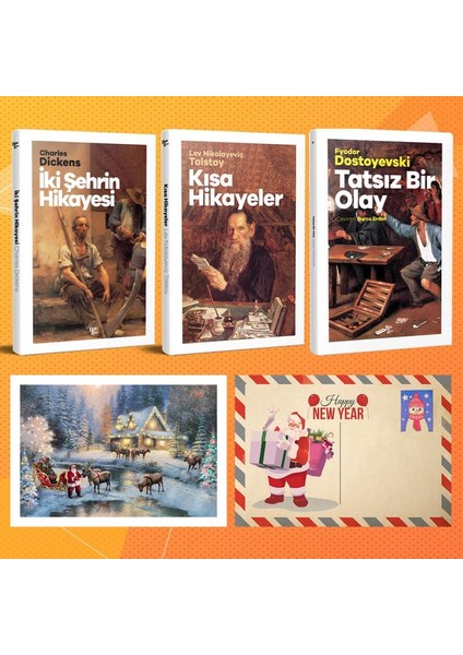 Dünya Klasikleri Üçlü Set - Iki Şehrin Hikayesi - Kısa Hikayeler - Tatsız Bir Olay ve Kartpostal