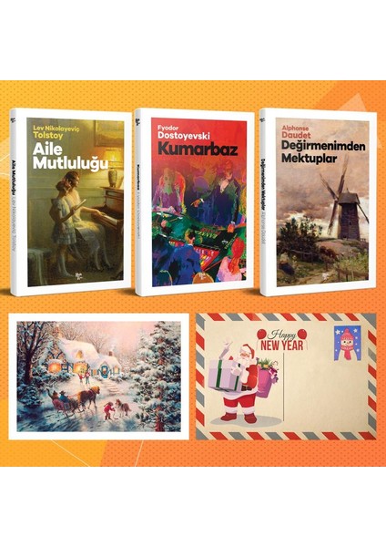 Dünya Klasikleri Üçlü Set - Aile Mutluluğu - Kumarbaz - Değirmenimden Mektuplar ve Kartpostal