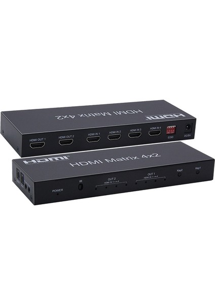 HDMI 4K 3D matrix 4x2 kumandalı 4 in 2 out switch-splitter