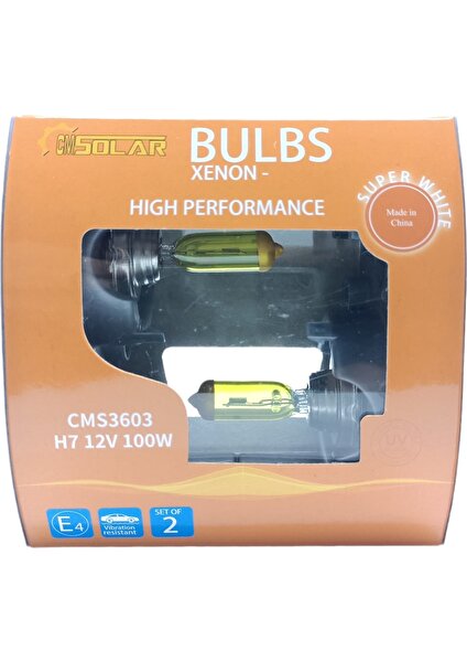 12V H7 100W Limon Sarısı Halogen Ampul Takım