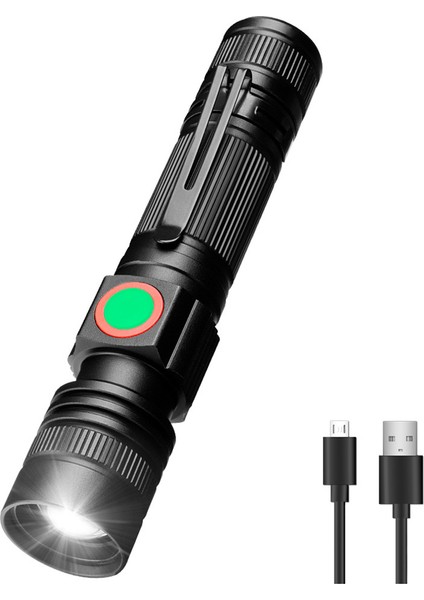 T6 LED USB Şarj Edilebilir Zumlanabilir El Feneri 18 Için Süper Parlak Lamba Işığı (Yurt Dışından)