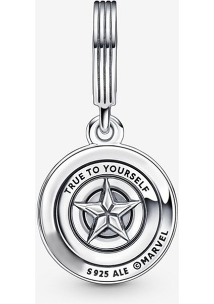 925 Ayar Gümüş Marvel The Avengers Captain America Shield Sallantılı Charm