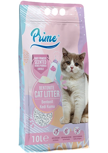 Kalın 10 Lt Bebek Pudralı Bentonit Kedi Kumu