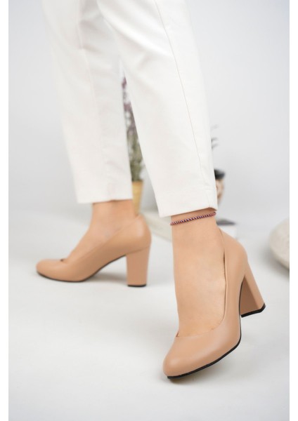 Yüksek Topuk Yuvarlak Kalıp Nut Cilt Kadın Ayakkabı modelleri