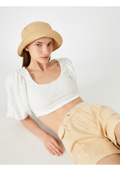 Brode Crop Tişört U Yaka