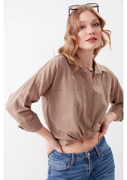 Basic Oversize Önden Cepli Gömlek