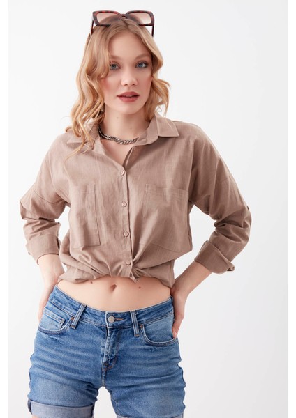 Basic Oversize Önden Cepli Gömlek