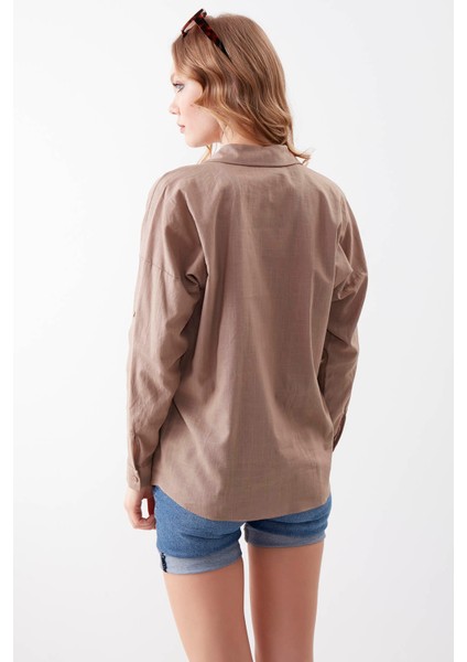 Basic Oversize Önden Cepli Gömlek