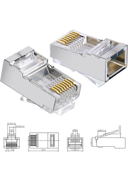 Cat6 Metal RJ45 Jack Konnektör Uç Lan Ethernet Jak - 10 Adet