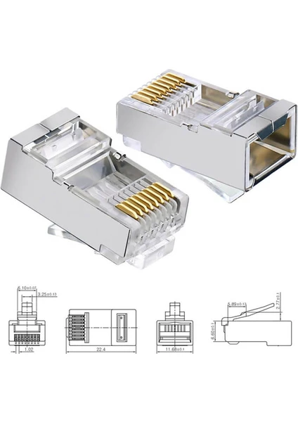 Cat6 Metal RJ45 Jack Konnektör Uç Lan Ethernet Jak - 25 Adet