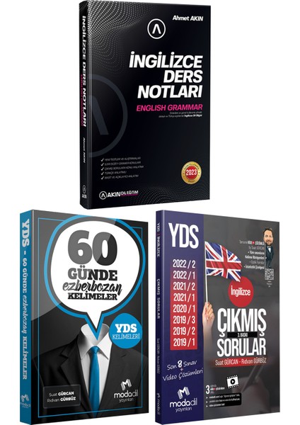 Akın Dil 2023 Akın Dil Ingilizce Ders Notları+Modadil Yds 60 Günde Ezberbozan Kelimeler+Yds Çıkmış Sorular