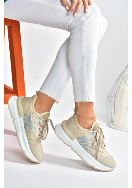 P973516904 Ten Kumaş Kalın Tabanlı Spor Ayakkabı Sneakers