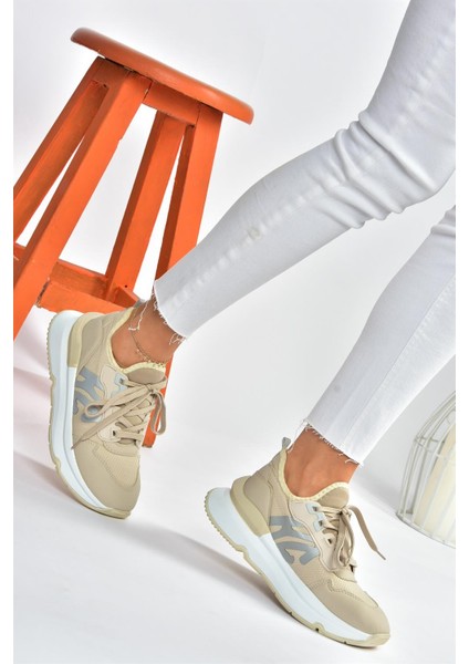 P973516904 Ten Kumaş Kalın Tabanlı Spor Ayakkabı Sneakers