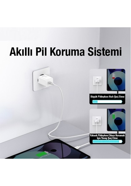 30W Type-C Girişli Ultra Hızlı iPhone 14-13-12-11-Ipad Air-Mini Uyumlu Şarj Aleti Adaptör Başlık