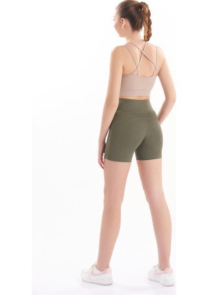 Kadın Yüksek Bel Toparlayıcı Çift Cepli Biker Şort Kısa Spor Tayt 7109 indirimleri