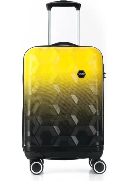 Polikarbon Kırılmaz 2'li Valiz Seti Orta Boy - Kabin Boy Siyah-Sarı 5226