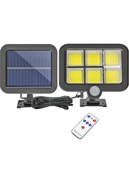 Kumandalı 3 Modlu Güneş Enerjili Solar 120 Cob LED Bahçe Lambası Hareket Sensörlü Duvar Aydınlatma
