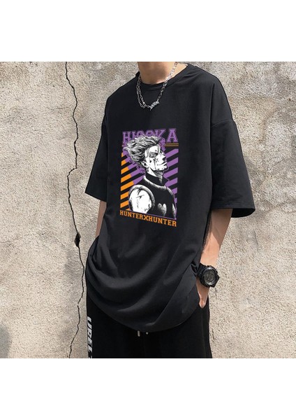 Hunter X Hunter Hisoka Baskılı Siyah Oversize T-Shirt
