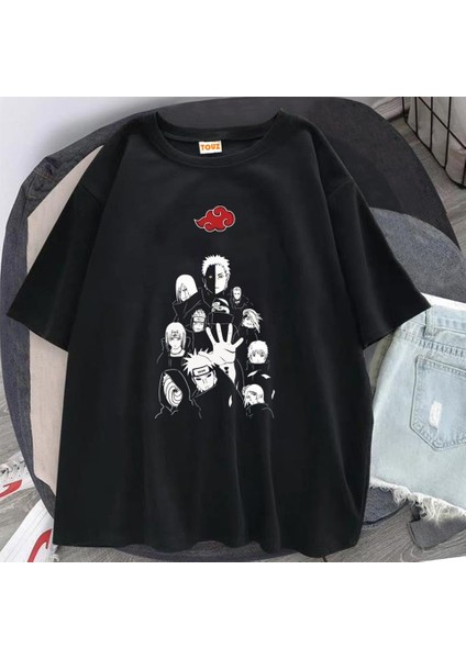 Naruto Uchihas Baskılı Siyah Oversize T-Shirt fiyatları