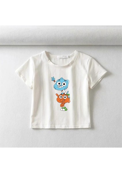 Gumball Baskılı Beyaz Crop fiyatları